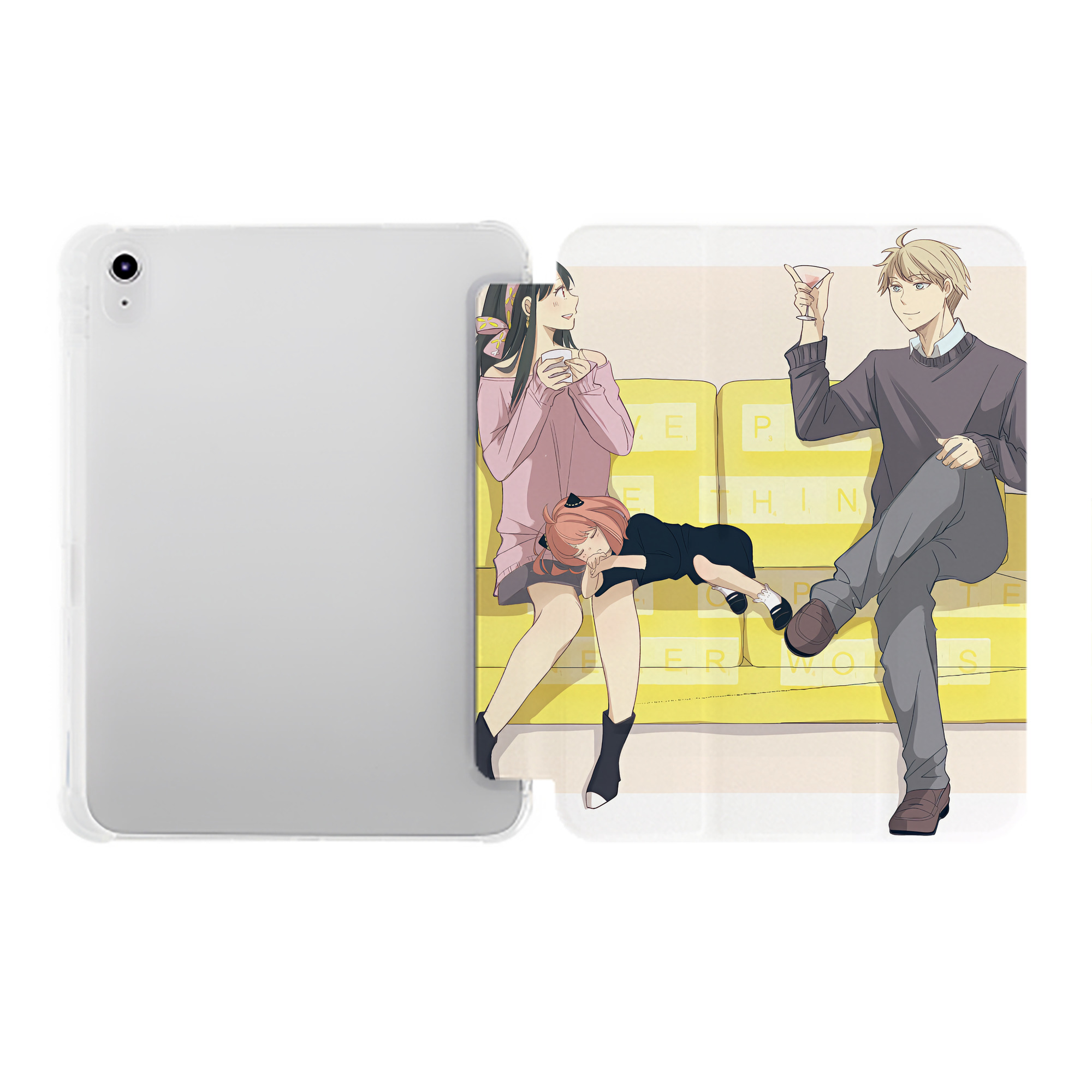 （画像用） SPY×FAMILY间谍家家酒 IPad ケース ペン収納付き 三つ折りスタンド PUレザー×シリコン 対応機種9.5/10.5/10.9インチ